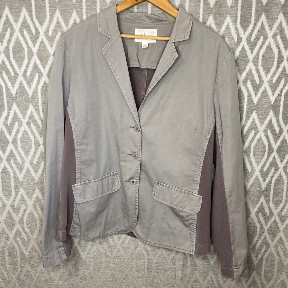 Tribal Jeans Casual Blazer Knit Back & Knit Sides/ Underarms Purple Gray Med